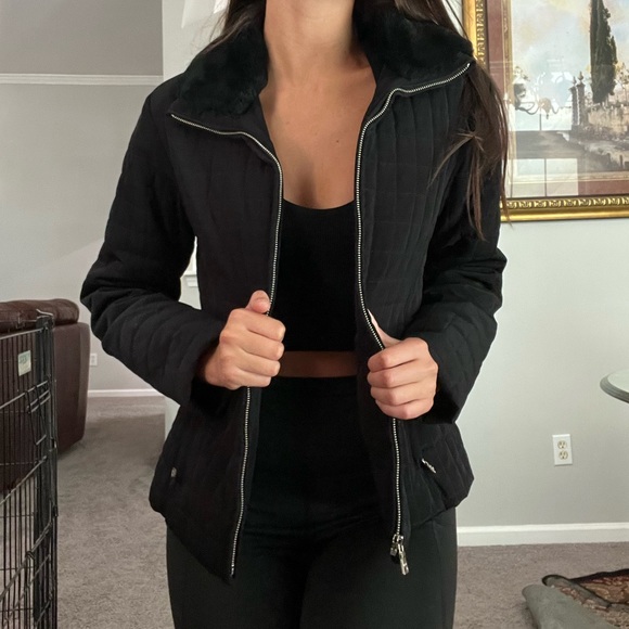 EUC Black Fur Collar Marc New York Coat - Picture 2 of 6